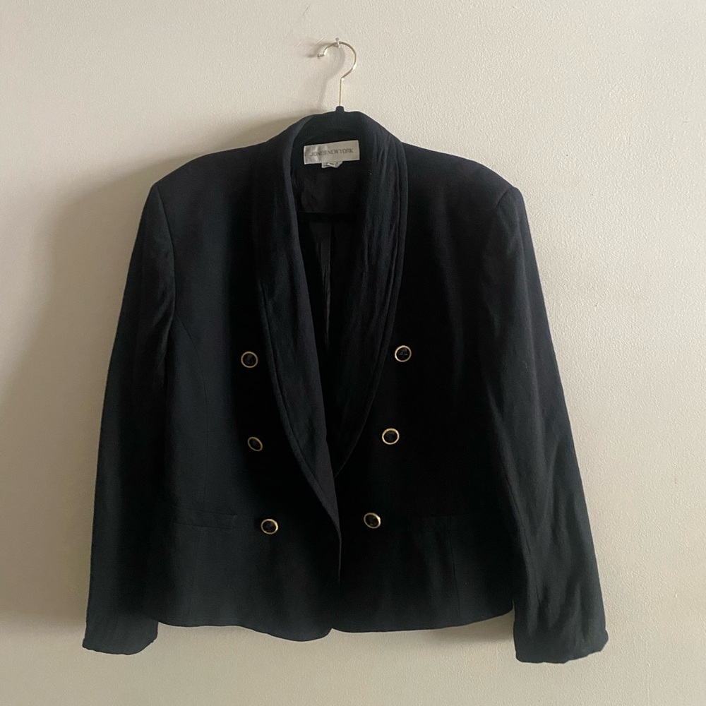 Jones New York Elegant Black Double-Breasted Women's Jacket Size 16